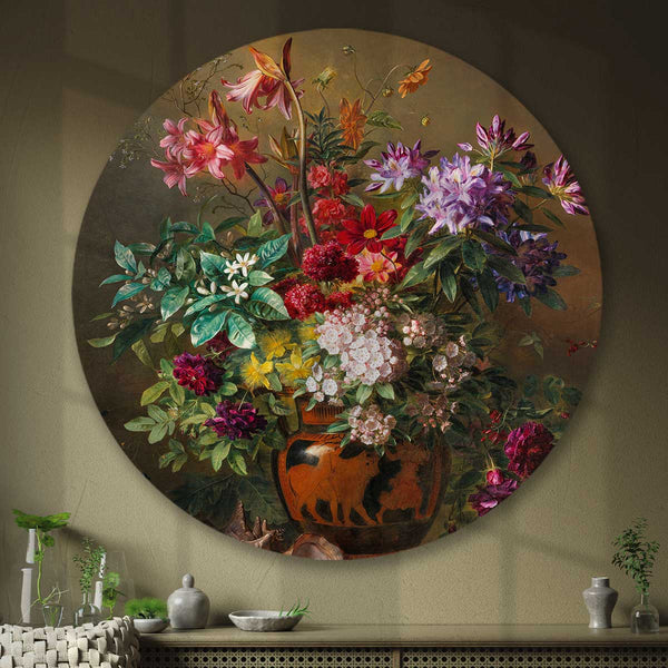Flowers in a Greek Vase Round